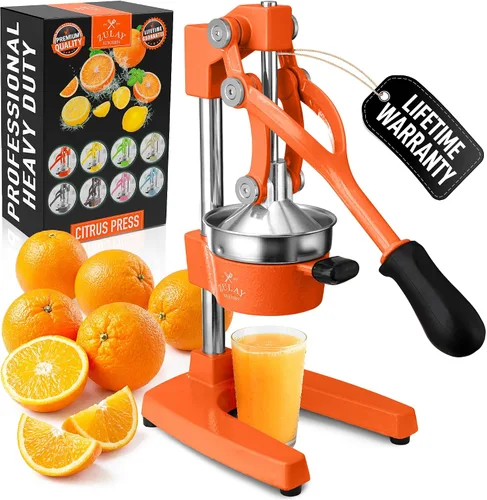 Vista 11 de Zulay Kitchen Exprimidor de hierro fundido, exprimidor manual resistente con coladores desmontables para una fácil limpieza, prensa de jugo