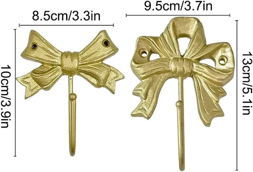 Vista 5 de Gancho decorativo con nudo de lazo, ganchos de pared, paquete de 2, gancho desgastado montado en la pared para llaves, colgador para pared
