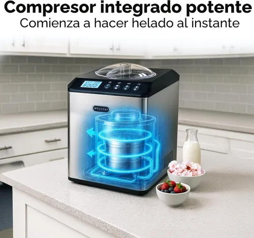 Vista 7 de Whynter máquina para hacer crema helada vertical 2.1 cuarto de galón con tazón de acero inoxidable