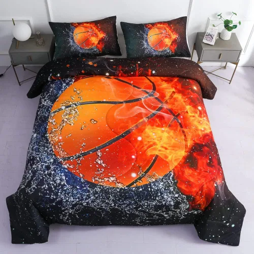 Vista 11 de Juegos de Edredón de Béisbol Deportivo Tamaño Queen Full - Juego de Cama de 3 Piezas Ice Flame Galaxy Béisbol para Niños Colcha Cubrecama