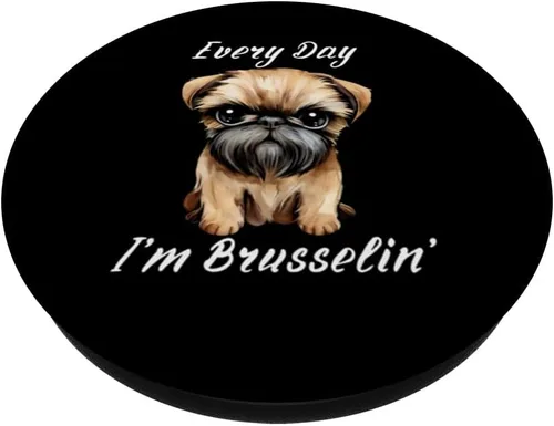 Vista 2 de Funny Brussels Griffon Every Day I'm Brusselin PopSockets estándar PopGrip para hombre y mujer