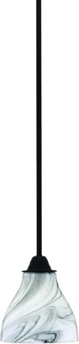 Vista 122 de Toltec Lighting Paramount - Mini colgante de 1 luz en acabado negro mate con cristal de arte perla de 7 pulgadas y estilo negro
