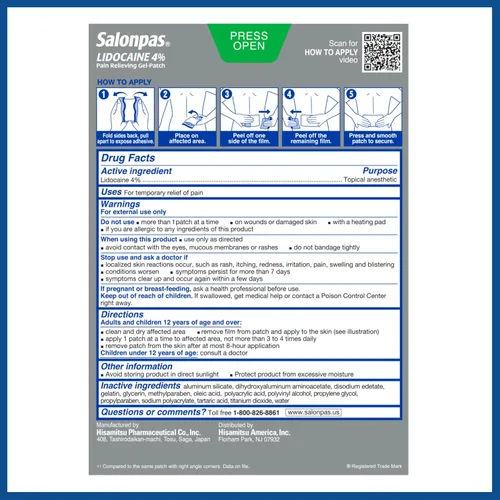 Vista 7 de Parches para alivio del dolor de Salonpas, 40 unidades, cajas de 5, 10346581830061, 1, 1
