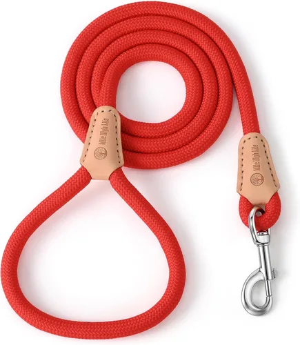 Vista 20 de Mile High Life Correa corta para perro, correa corta para perros grandes, correa reflectante con punta de cuero, correa resistente para perros