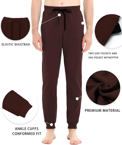 Vista 3 de Idtswch Pantalones deportivos de tiro largo para hombre extra largos con bolsillos con cremallera
