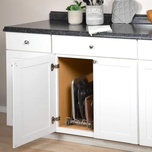 Vista 8 de HOLDN' STORAGE Organizador extraíble para utensilios de horno, tabla de cortar y bandejas, divisores ajustables, resistente, garantía limitada