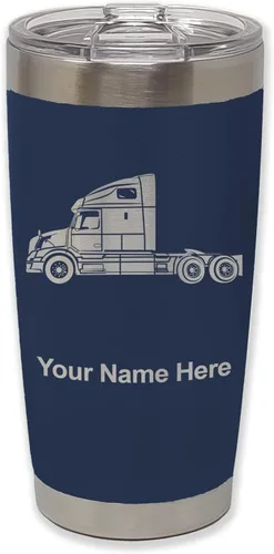 Vista 22 de LaserGram Taza aislada al vacío de 20 onzas, cabina de camión, grabado personalizado incluido (negro)