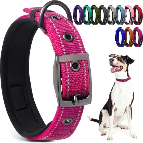 Vista 16 de PetiFine Collares para perros pequeños, collar acolchado de neopreno, collares reflectantes resistentes para mascotas con hebilla de cinturón
