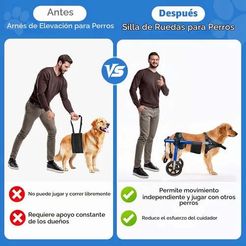 Vista 7 de Silla de ruedas para perro para patas traseras, silla de ruedas para perro con neumáticos todo terreno y rodamientos duraderos, silla de ruedas