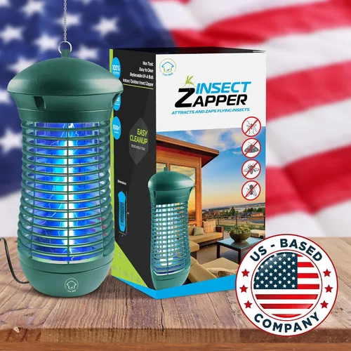 Vista 5 de Livin' Well Green Bug Zapper para interiores y exteriores – 4000 V de alta potencia eléctrica Mosquito Zapper Home Patio, 1,500 pies cuadrados rango