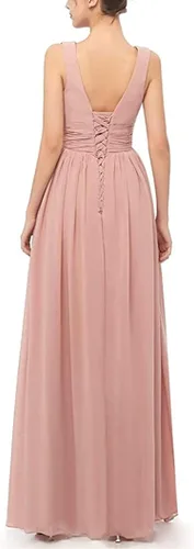 Vista 2 de BEIRTY Vestido de noche plisado con cuello en V para mujer