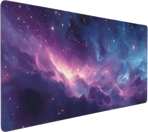 Vista 15 de Alfombrilla extendida para mouse, diseño de paisaje de pintura de tinta china, 35.4x15.7 pulgadas, tapete para teclado de juegos con bordes cosidos