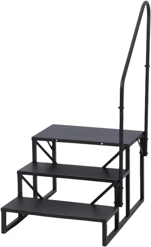 Vista 7 de Towallmark RV 3 escalones con pasamanos, peldaños de metal para bañera de hidromasaje, escaleras portátiles para RV, escaleras de casa móvil