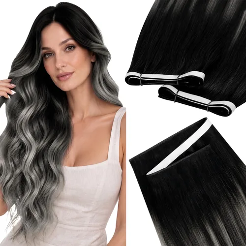 Vista 72 de LaaVoo - Extensiones de cabello humano con cinta adhesiva, color marrón a rubio ceniza, extensiones de cabello humano real, cintas en extensiones