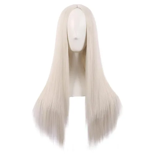 Vista 12 de MapofBeauty - Peluca sintética larga especial para mujer, de 28 pulgadas (70 cm), cabello lacio, color negro