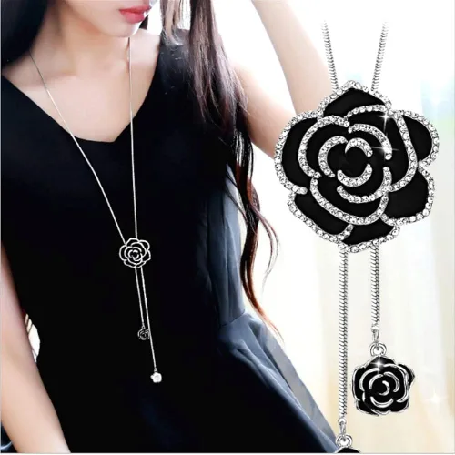 Vista 7 de Cathercing - Collar de cadena ajustable, larga y elegante con dije de diamantes de imitación, joyería única para mujeres y niñas