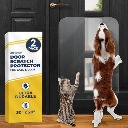 Vista 9 de PROTECTO Door Protector from Dog Scratching, 18x12 - Door Scratch Guard transparente (1 - Pack Clear)