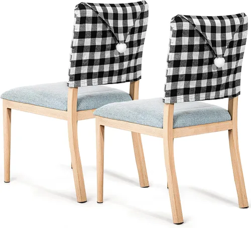 Vista 9 de Queekay 6 piezas de fundas traseras de silla de Navidad, protector de silla de comedor de Navidad con diseño de sombrero de Papá Noel, a cuadros