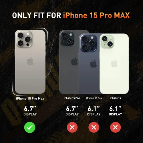 Vista 2 de Funda resistente para iPhone 15 Pro Max de 6.7 pulgadas con 2 protectores de pantalla + protectores de lente de cámara