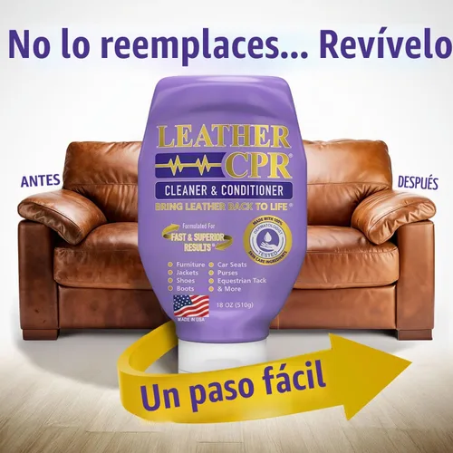 Vista 6 de Leather CPR Limpiador y acondicionador de 18 onzas + limpiador de cuero resistente de 22 onzas kit para sofás, muebles, asientos de automóvil