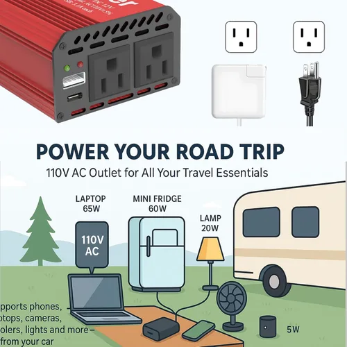 Vista 3 de Pro Chaser Inversores de potencia de 400W para vehículos DC 12v a 110v AC
