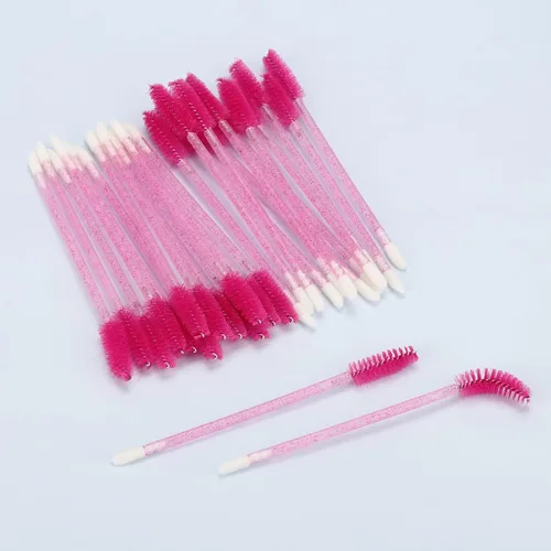 Vista 3 de 100 varitas desechables para rímel de pestañas de doble extremo, cepillo de labios, aplicador de lápiz labial, brocha para extensiones de pestañas