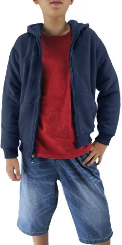 Vista 3 de Sudaderas con capucha para niños y jóvenes, con cremallera completa, forro polar, tallas 8-16