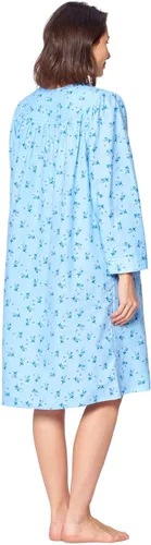 Vista 4 de Casual Nights Vestido de franela de manga larga con botones florales para mujer