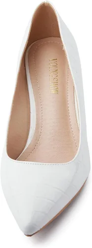 Vista 4 de youngshow Zapatos de vestir para mujer, tacón bajo y cerrado, puntera puntiaguda, sin cordones, para el trabajo y la oficina