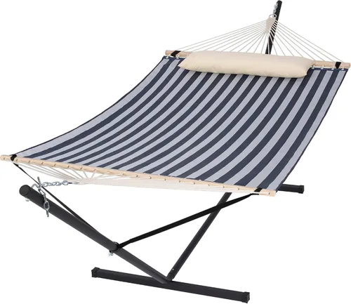 Vista 13 de SUNCREAT - Hamacas de 15 pies de tamaño doble con barra separadora de madera dura de secado rápido, hamaca para 2 personas para patio al aire libre