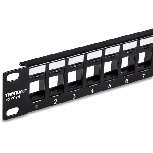 Vista 8 de TRENDnet Paneles de Parche Keystone 1U en blanco de 24 puertos, TC-KP24/2, Carcasa de Montaje en Rack Metálica de 1U 19", recomendada con conectores