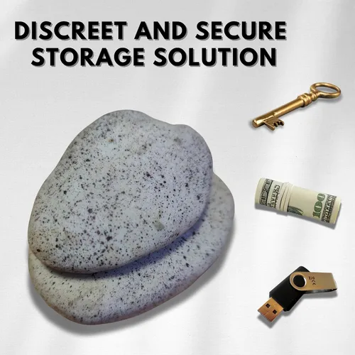 Vista 4 de Caja Oculta para Llaves Vyxara SafeStone - Guardar Llaves de Repuesto al Aire Libre con Diseño Secreto de Piedra Apilada, Dispositivo para Ocultar