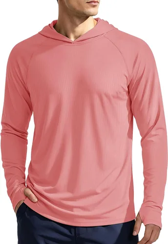 Vista 13 de KEFITEVD Sudadera con capucha de manga larga para hombre con protección solar UPF 50+ SPF de secado rápido Azur