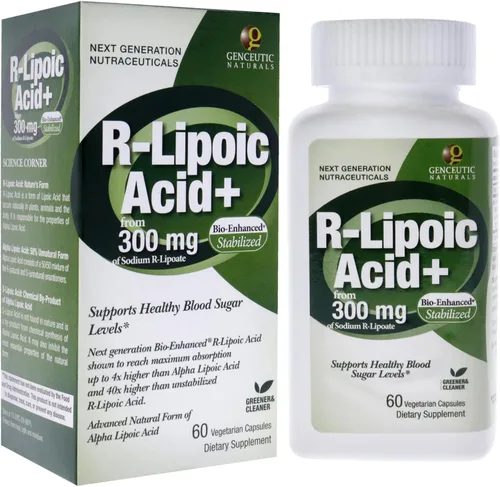Vista 3 de Genceutic Naturals R-lipoic Acid Suplemento dietético vegetariano sin gluten sin OMG ideal para glucosa insulina nivel sanguíneo mantener - 300 mg