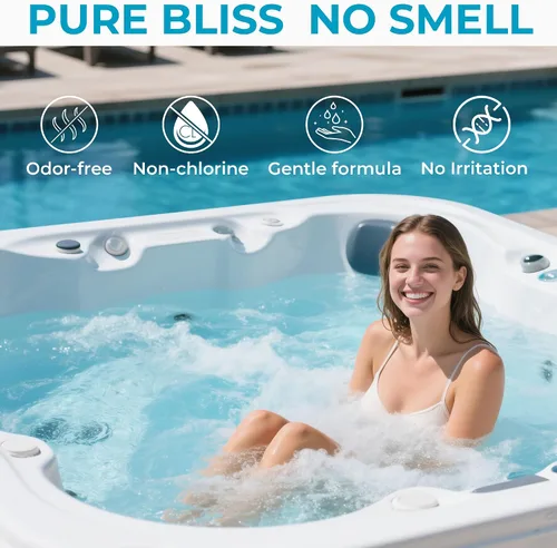 Vista 7 de Choque de spa sin cloro para bañera de hidromasaje, tratamiento de choque sin cloro para jacuzzis, spas y piscinas, disolución rápida, choque