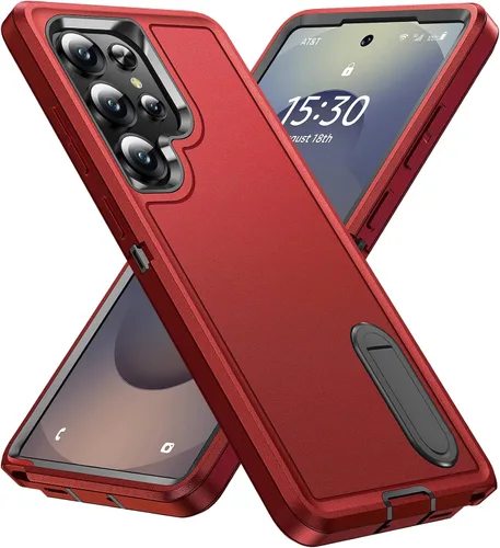 Vista 10 de BaHaHoues Funda protectora de grado militar para Samsung Galaxy S25 Plus con soporte integrado, a prueba de golpes y caídas (morado noche/rosa bebé)