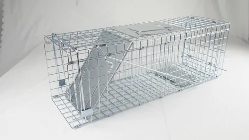 Vista 3 de Trampa plegable de metal para animales vivos (24 x 7 x 8 pulgadas), jaula de captura y liberación humana para animales pequeños, ardillas, conejos