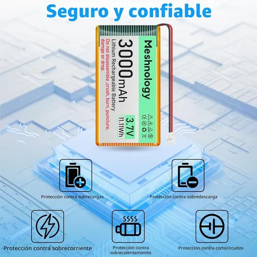 Vista 4 de 3.7V Lipo Batería 3000mAh 103665 Batería recargable de polímero de litio con cable de cargador USB PH2.0 Conector Circuito de protección integrado