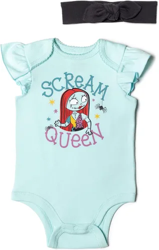 Vista 5 de Disney Nightmare Before Christmas Zero Sally Jack Skellington - Conjunto de traje de 3 piezas para bebé niña con pantalones y diadema