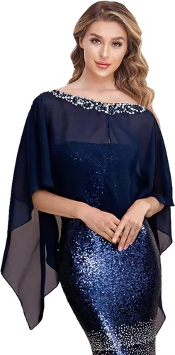 Vista 3 de Capes PJ2101 - Abrigo de gasa para mujer con botones