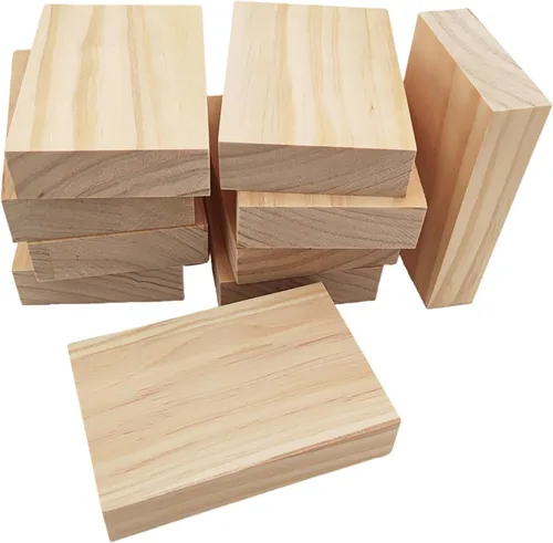 Vista 15 de 4 tableros rectangulares de madera sin terminar para manualidades, bloques de madera de corte en blanco de 8 x 6 x 0.8 pulgadas para tallar madera