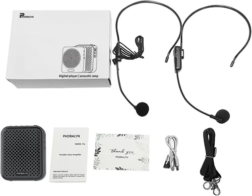 Vista 6 de Amplificador de voz para profesores con 2 micrófonos, amplificador de voz portátil con micrófono de diadema, mini amplificador de voz personal