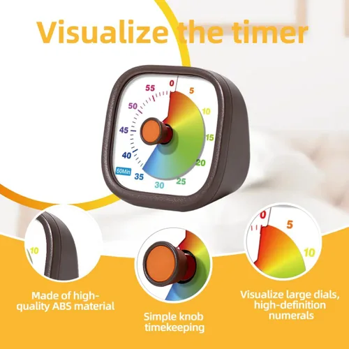 Vista 7 de Temporizador visual para niños, temporizador de cuenta regresiva de 60 minutos para cocina, oficina, aula, hogar, estudio, recordatorio de tareas