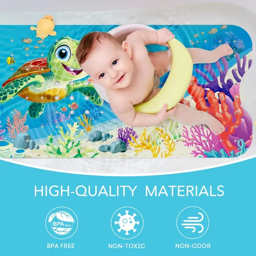 Vista 4 de SHUCHING Tapete de baño para bebé antideslizante de 40 x 16 pulgadas, tapete de baño antideslizante para niños, tapete de ducha largo para baño
