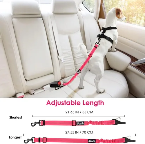Vista 49 de SlowTon Cinturón de seguridad para perro, correa de cinturón de seguridad ajustable para perro, 2 en 1, cinturón de seguridad para perro