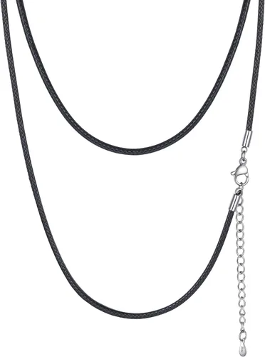 Vista 6 de PROSTEEL Collar de cuero impermeable para hombre, 0.079 in/0.118 in, 16 a 30 pulgadas, con cierre de acero inoxidable, cadena de bricolaje
