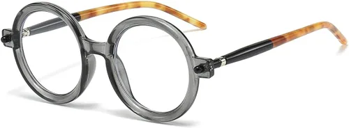 Vista 14 de Gleyemor Gafas redondas retro para hombres y mujeres, marcos de gafas circulares vintage, para disfraz, cosplay, lentes anti luz azul