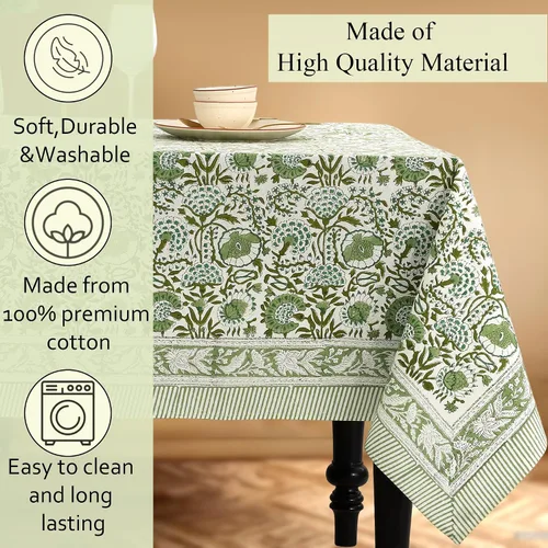 Vista 7 de CPC - Mantel rectangular 100% algodón con estampado de ágata verde, 54 x 54 Mantel decorativo hecho a mano lavable y reutilizable para mesa