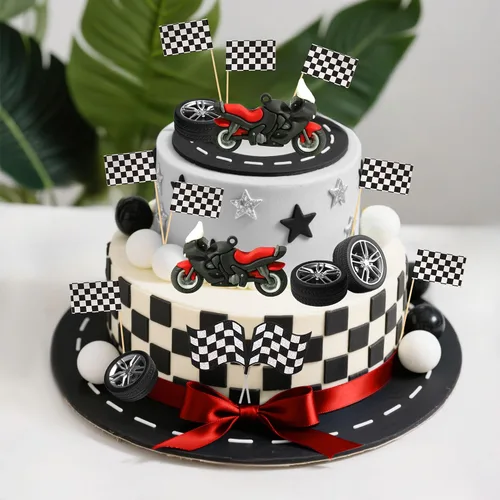 Vista 6 de LaVenty Decoraciones de fiesta de motocross, decoración de tartas de motocicleta, hombre, cumpleaños, para motocross, decoración de baby shower
