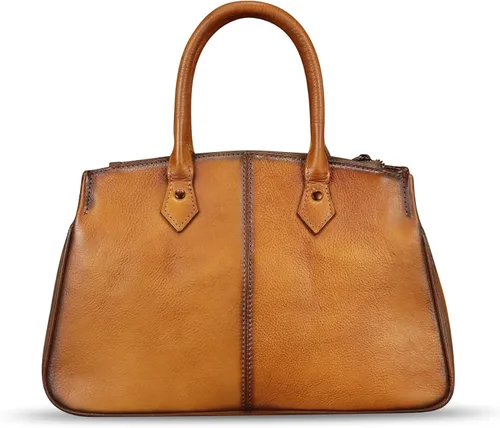 Vista 7 de Bolso de cuero genuino para mujer, pintado a mano, bolso de mano con asa superior, bolso cruzado hecho a mano, bolso de trabajo